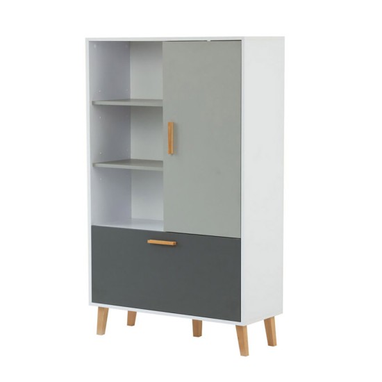 Ραφιέρα Timmy Λευκό-Γραφίτη-Γκρι 90x36x147cm