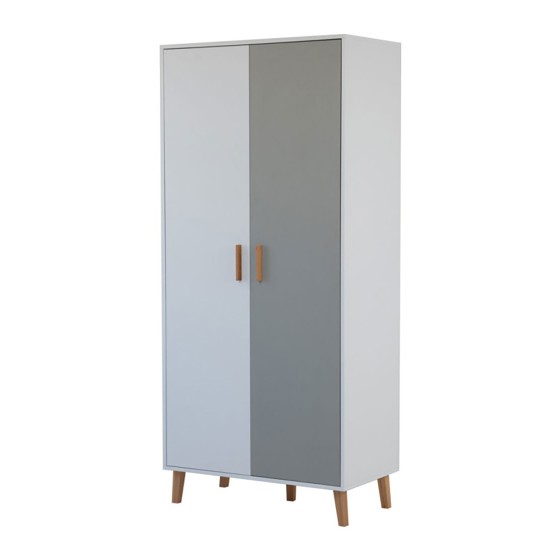 Ντουλάπα Timmy 2D Λευκό-Γραφίτη-Γκρι 90x50x199cm Ντουλάπα Timmy 2D Λευκό-Γραφίτη-Γκρι 90x50x199cm