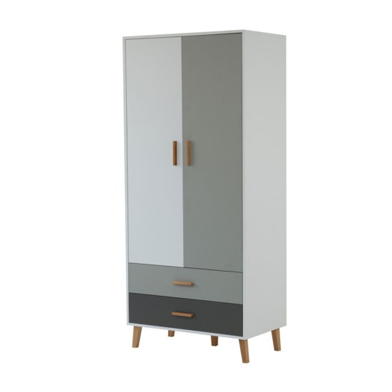 Ντουλάπα Timmy 2D2S Λευκό-Γραφίτη-Γκρι 90x50x199cm Ντουλάπα Timmy 2D2S Λευκό-Γραφίτη-Γκρι 90x50x199cm