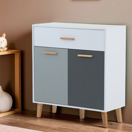 Κομότα Timmy Λευκό-Γραφίτη-Γκρι 84x36x92cm Κομότα Timmy Λευκό-Γραφίτη-Γκρι 84x36x92cm