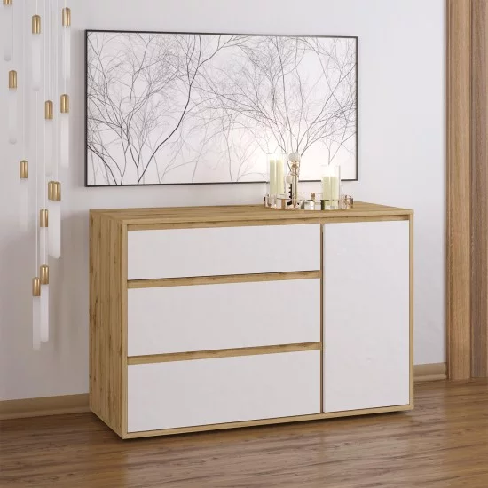 Μπουφές NITRO SOFT Λευκό με Βελανιδιά 120x40x80cm