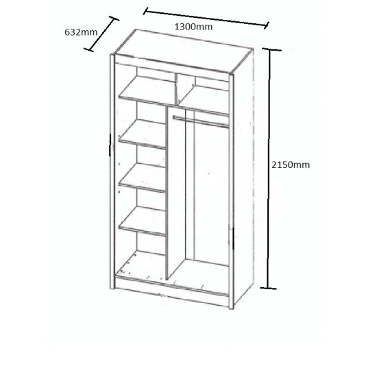 Ντουλάπα Δίφυλλη Ilona Sonoma 130x61x215εκ MDF