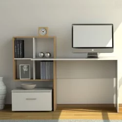 Γραφείο HO1S Λευκό με Φυσικό 149x50x105εκ