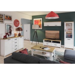 VERNE ΤΡΑΠΕΖΙ ΣΑΛΟΝΙΟΥ 110x60x46.4cm Λευκό-Φυσικός Δρυς