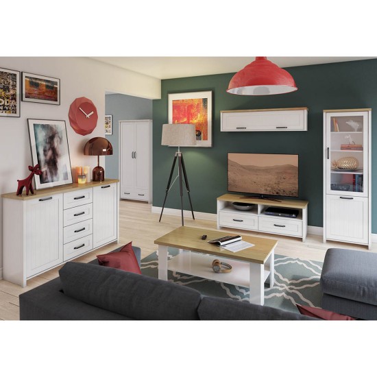 VERNE ΤΡΑΠΕΖΙ ΣΑΛΟΝΙΟΥ 110x60x46.4cm Λευκό-Φυσικός Δρυς