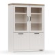 Bιτρίνα VERNE Δίφυλλη  114.8x37.2x153cm Λευκό-Φυσικός Δρυς