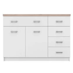 Μπουφές 120x33x85εκ Top Mix2D5S Λευκό-Sonoma μέ 5 Συρτάρια