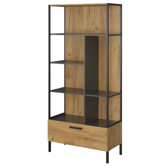Βιβλιοθήκη Santes Χρυσό Δρυς-Γραφίτης 90x42x197.5cm Βιβλιοθήκη Santes Χρυσό Δρυς-Γραφίτης 90x42x197.5cm