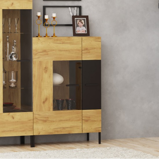 Βιτρίνα Santes Χρυσό Δρυς-Γραφίτης 90x42x134.50cm Βιτρίνα Santes Χρυσό Δρυς-Γραφίτης 90x42x134.50cm