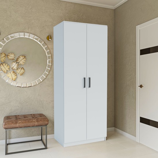 Ντουλάπα Δίφυλλη Simple Λευκή 80x52x205cm Ντουλάπα Δίφυλλη Simple Λευκή 80x52x205cm