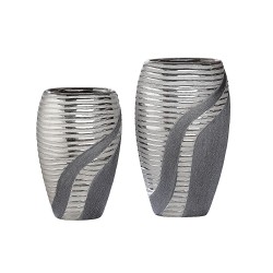 Βάζο  Ασημί/Γκρι Κεραμικό 8x13x19.5cm Βάζο  Ασημί/Γκρι Κεραμικό 8x13x19.5cm