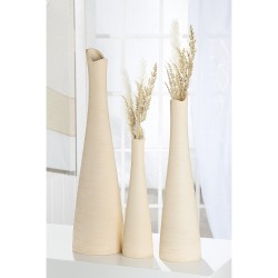 Βάζο  Με Μακρύ Λαιμό Μπεζ Κεραμικό 31cm