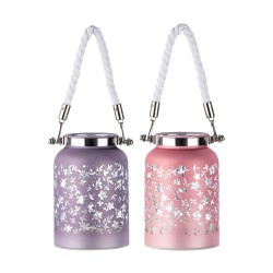 Φανάρι  Φωτιζόμενο LED Με Διακόσμηση Γυαλί 12cm Σε 2 Χρώματα Φανάρι  Φωτιζόμενο LED Με Διακόσμηση Γυαλί 12cm Σε 2 Χρώματα