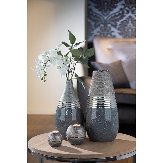 Βάζο Ασημί/Γκρι Κεραμικό 12.5x12.5x23cm Βάζο Ασημί/Γκρι Κεραμικό 12.5x12.5x23cm
