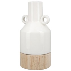 Βάζο  Λευκό/Φυσικό Πορσελάνη/Ξύλο 8x8.5x16.5cm