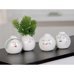 Βάζο  Πρόσωπο Λευκό Κεραμικό 7.6cm Σε 4 Σχέδια