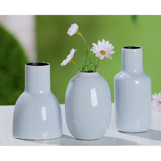 Βάζο Ανοιχτό Μπλε Μέταλλο 6.5x7.5x11.5cm Σε 3 Σχέδια Βάζο Ανοιχτό Μπλε Μέταλλο 6.5x7.5x11.5cm Σε 3 Σχέδια