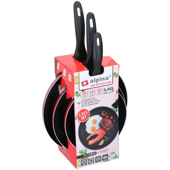 Τηγάνι Αντικολλητικό Αλουμινίου Chef De Luxe Line Φ20/Φ24/Φ28cm Σετ 3Τμχ Σε 3 Χρώματα Τηγάνι Αντικολλητικό Αλουμινίου Chef De Luxe Line Φ20/Φ24/Φ28cm Σετ 3Τμχ Σε 3 Χρώματα