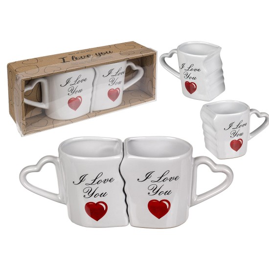 Κούπα Διπλή 'I Love You' Λευκό Κεραμικό 8.5x9cm 2Τμχ Κούπα Διπλή 'I Love You' Λευκό Κεραμικό 8.5x9cm 2Τμχ