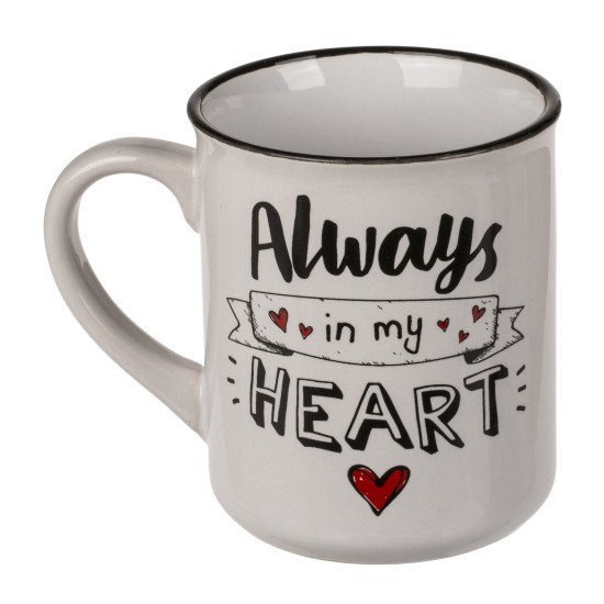 Κούπα ‘Always In My Heart’ Λευκό/Μαύρο Κεραμικό 250ml Κούπα ‘Always In My Heart’ Λευκό/Μαύρο Κεραμικό 250ml