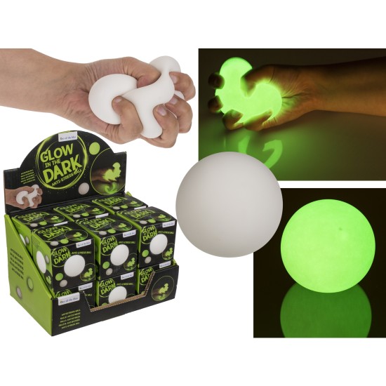 Μπαλίτσα Αντιστρές Μαλακή Που Φωσφορίζει Στο Σκοτάδι Λευκό Φ7cm