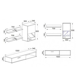 Σύνθετο  Ήφαιστος Μοριοσανίδα Wenge 170x36x170cm