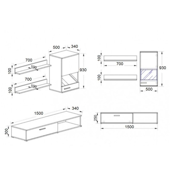 Σύνθετο  Ήφαιστος Μοριοσανίδα Wenge 170x36x170cm