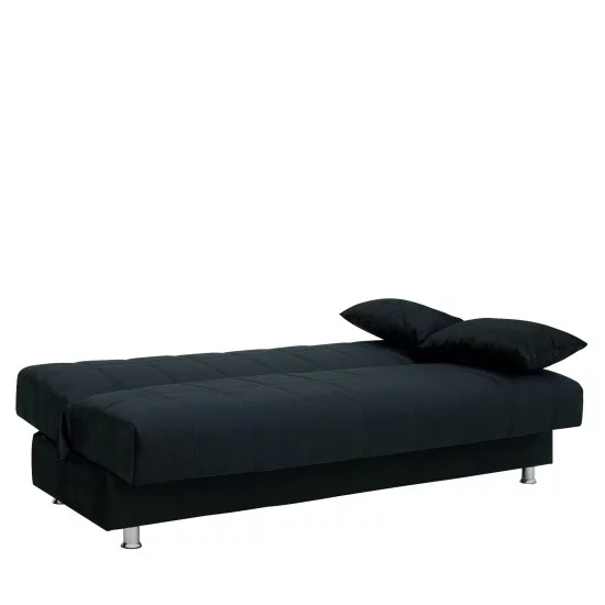 Καναπές Κρεβάτι Τριθέσιος  LAURA ΙΙ Μαύρο 190x84x86cm