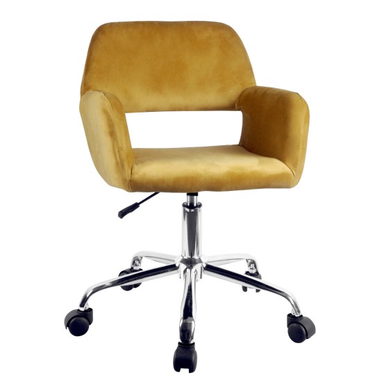Καρέκλα Γραφείου  KLOI Κίτρινο Βελούδο 37x42x78-90cm