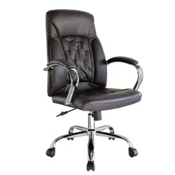 Καρέκλα Γραφείου Διευθυντή  BELVIN Καφέ Σκούρο PVC 65x73x125cm