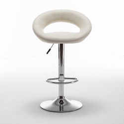 Σκαμπό Bar  FETT Με Πλάτη Πτυσσόμενο Μπεζ PU/Μέταλλο 54x49x81-103cm