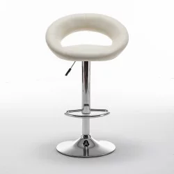 Σκαμπό Bar  FETT Με Πλάτη Πτυσσόμενο Μπεζ PU/Μέταλλο 54x49x81-103cm