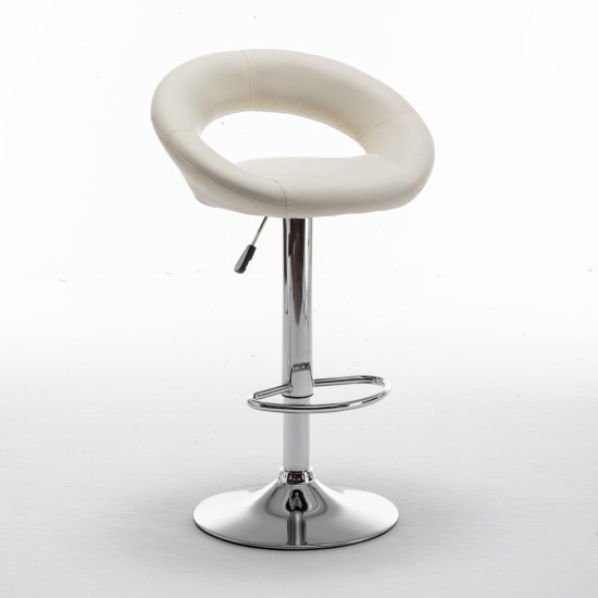 Σκαμπό Bar  FETT Με Πλάτη Πτυσσόμενο Μπεζ PU/Μέταλλο 54x49x81-103cm