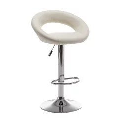 Σκαμπό Bar  FETT Με Πλάτη Πτυσσόμενο Μπεζ PU/Μέταλλο 54x49x81-103cm