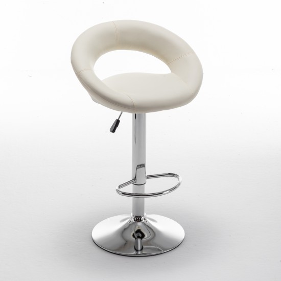 Σκαμπό Bar  FETT Με Πλάτη Πτυσσόμενο Μπεζ PU/Μέταλλο 54x49x81-103cm