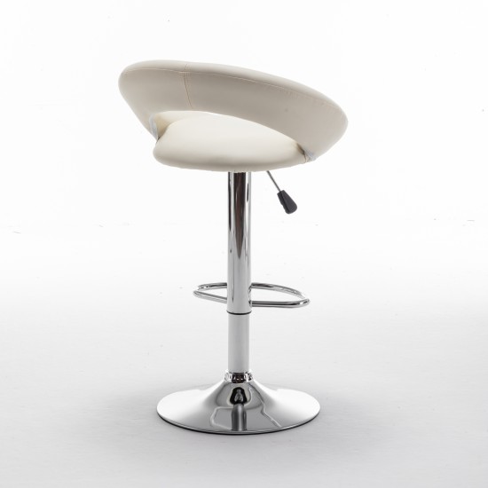 Σκαμπό Bar  FETT Με Πλάτη Πτυσσόμενο Μπεζ PU/Μέταλλο 54x49x81-103cm