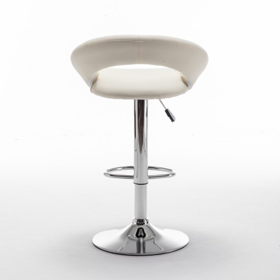 Σκαμπό Bar  FETT Με Πλάτη Πτυσσόμενο Μπεζ PU/Μέταλλο 54x49x81-103cm