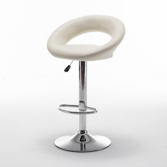 Σκαμπό Bar  FETT Με Πλάτη Πτυσσόμενο Μπεζ PU/Μέταλλο 54x49x81-103cm