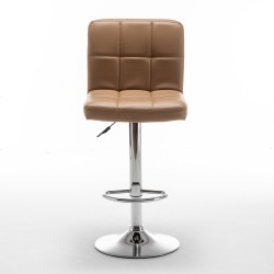 Σκαμπό Bar  DIN Με Πλάτη Πτυσσόμενο Cappuccino PVC/Μέταλλο 44x50x92-113cm