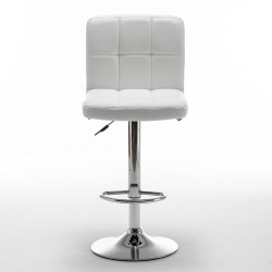 Σκαμπό Bar  DIN Με Πλάτη Πτυσσόμενο Λευκό PVC/Μέταλλο 44x50x92-113cm