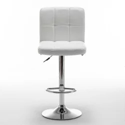 Σκαμπό Bar  DIN Με Πλάτη Πτυσσόμενο Λευκό PVC/Μέταλλο 44x50x92-113cm