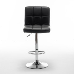 Σκαμπό Bar  DIN Με Πλάτη Πτυσσόμενο Μαύρο PVC/Μέταλλο 44x50x92-113cm