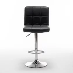 Σκαμπό Bar  DIN Με Πλάτη Πτυσσόμενο Μαύρο PVC/Μέταλλο 44x50x92-113cm