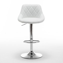 Σκαμπό Bar  GARSA Με Πλάτη Πτυσσόμενο Λευκό PU/Μέταλλο 46x46x83-105cm