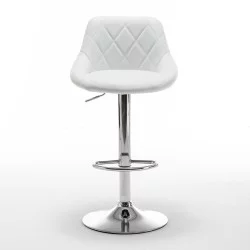 Σκαμπό Bar  GARSA Με Πλάτη Πτυσσόμενο Λευκό PU/Μέταλλο 46x46x83-105cm