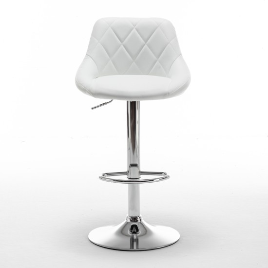 Σκαμπό Bar  GARSA Με Πλάτη Πτυσσόμενο Λευκό PU/Μέταλλο 46x46x83-105cm