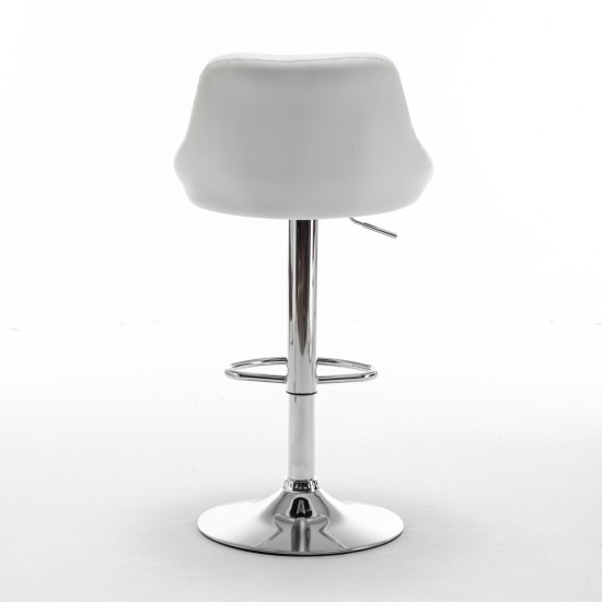 Σκαμπό Bar  GARSA Με Πλάτη Πτυσσόμενο Λευκό PU/Μέταλλο 46x46x83-105cm