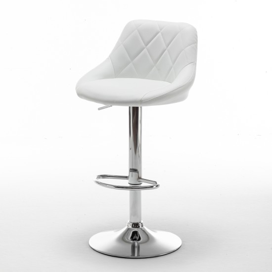 Σκαμπό Bar  GARSA Με Πλάτη Πτυσσόμενο Λευκό PU/Μέταλλο 46x46x83-105cm