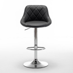 Σκαμπό Bar  GARSA Με Πλάτη Πτυσσόμενο Μαύρο PU/Μέταλλο 46x46x83-105cm