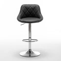 Σκαμπό Bar  GARSA Με Πλάτη Πτυσσόμενο Μαύρο PU/Μέταλλο 46x46x83-105cm